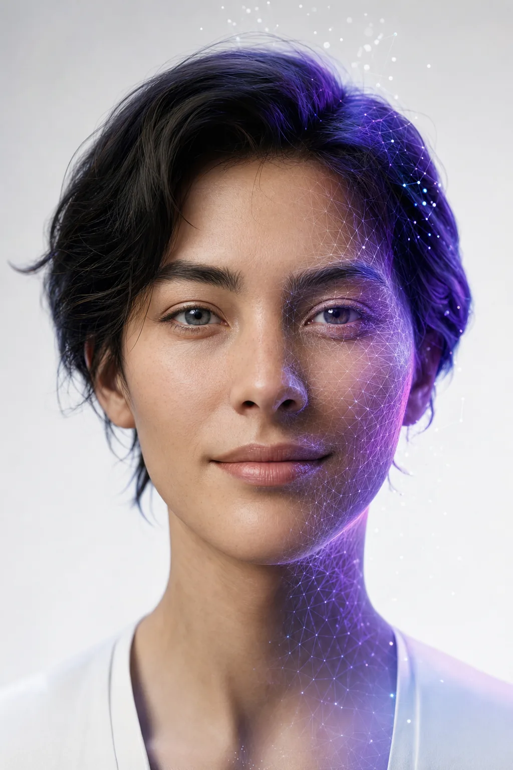 Digital human avatar face resolving into a geometric light mesh