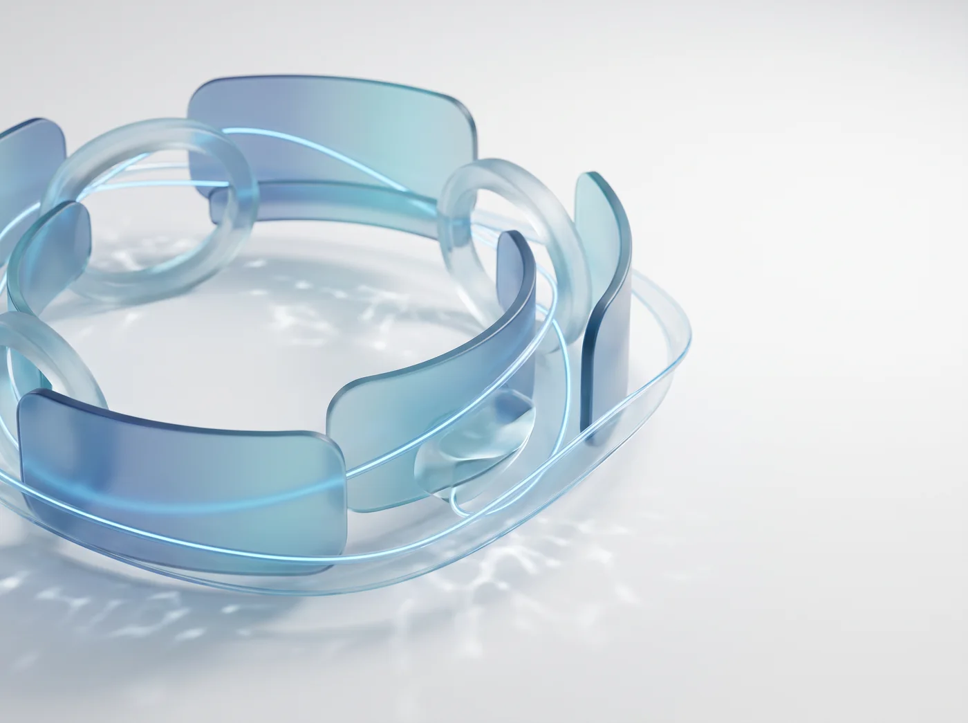 Abstract workflow automation graphic with interlocking translucent rings